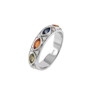 Anillo de Zafiro y Diamantes Múltiples en Plata de Ley 92.5 KLSR-11634 - Product Image 1