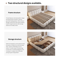 Lit king-size en bois avec rangement, revêtement en velours doux et capitonné, très vendu pour la chambre à coucher
