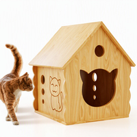Maison pour chat en bois d'intérieur et d'extérieur, abri respirant pour animaux de compagnie, villa de repos universelle quatre saisons, nid pour chats