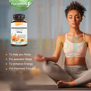 FocusHerb Health Poudre d'extrait de racine d'Ashwaganda OEM de qualité alimentaire L-théanine Comprimés d'apigénine d'Ashwagandha - Product Image 2