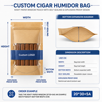 Sacs refermables personnalisés en Mylar pour cigares, noirs, anti-odeur, pour l'emballage du tabac, sacs humidifiants à fermeture éclair pour cigares