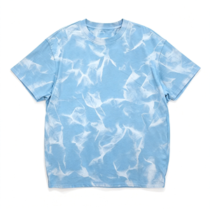 HuaYi GOTS&amp;GRS Custom Blue <strong>Tie</strong> <strong>Dye</strong> <strong>T</strong> <strong>Shirt</strong> <strong>Men</strong> 100% Cotton Oversized Summer Casual Tee OEM ODM Manufacturer GOTS GRS Certified - Product Image 2