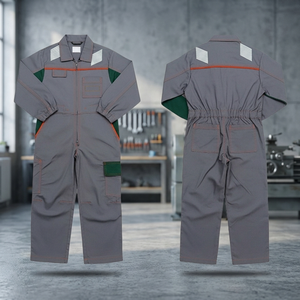 Combinaison de travail réfléchissante en polyester unisexe, fermeture éclair sur le devant, multi-poches, uniforme de sécurité pour les travaux d'ingénierie et de mécanique - Product Image 3