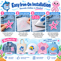 Patch brodé thermocollant ou à coudre sur le thème de la vie marine : poissons, tortues, dauphins, poulpes, étoiles de mer - Vente en gros