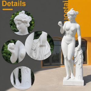 Statua di Afrodite in Marmo a Grandezza Naturale, Venere Bianca con Mela, Scultura della Dea Romana in Stile Greco Antico per Giardino Esterno - Product Image 2