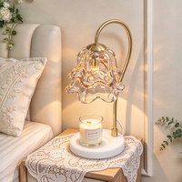 Lampe chauffe-bougie Muguet, abat-jour en verre, base en marbre, lampe à fond de cire pour la décoration de chambre et de maison