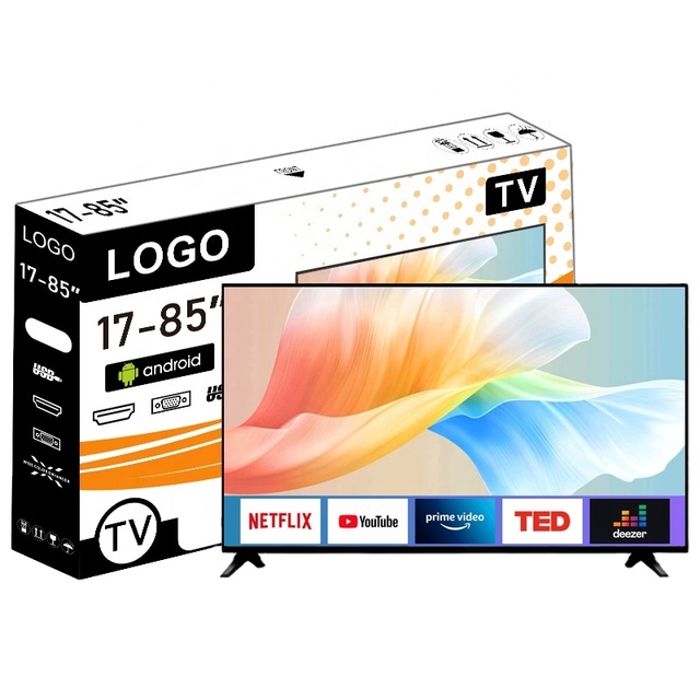 Wholesale Accept Custom Flat Screen Television Smart Tv 65 Inch Android TV 4K Big Screen Ultra HD LED TV