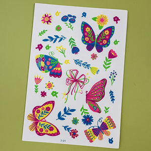 6 Piezas de <span class=keywords><strong>Tatuajes</strong></span> Fluorescentes de Mariposas, <span class=keywords><strong>Pintura</strong></span> Corporal de Neón, Pegatinas de <span class=keywords><strong>Tatuajes</strong></span> Faciales, Calcomanías de Arte Corporal Impermeables, Pegatinas de <span class=keywords><strong>Tatuajes</strong></span> Temporales - Product Image 4