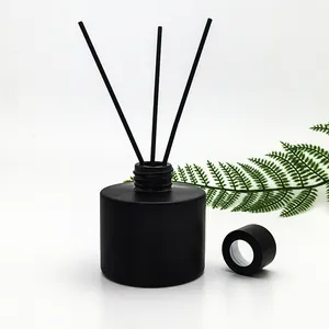 Wholesale 140ml Empty Round Matte Black Aroma Glass Bottle For Reed Diffuser 100ml 120ml 150ml 200ml