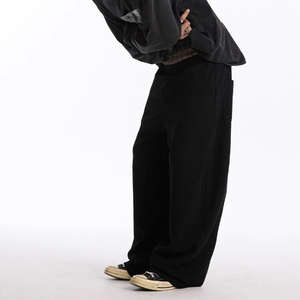 Высококачественные мужские джоггеры из 100% хлопка, свободного кроя, с индивидуальным логотипом, на резинке, с двойным поясом, широкие штанины, спортивные штаны свободного кроя - Product Image 6