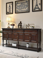 Console d'entrée rétro de style américain, étagères en bois de noyer noir massif, rangement, meubles de maison d'inspiration française antique