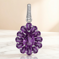 Vente en gros usine : Parure de bijoux en argent sterling 925 plaqué rhodium avec améthyste naturelle taille poire pour femme, idéale pour les soirées