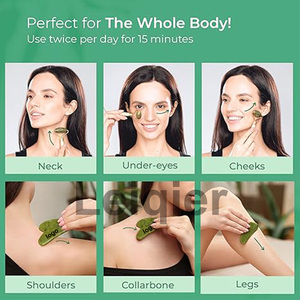 Set <span class=keywords><strong>Jade</strong></span> Roller dan <span class=keywords><strong>Gua</strong></span> <span class=keywords><strong>Sha</strong></span> dengan Logo Kustom, Alat Pijat Wajah dan Tubuh untuk Rutinitas Perawatan Kulit, Meningkatkan Efek Roller Wajah dan GuaSha - Product Image 4