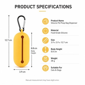 Distributeur de sacs à déjections canines en silicone biodégradable portable avec crochet pour usage extérieur - Vente en gros - Product Image 2