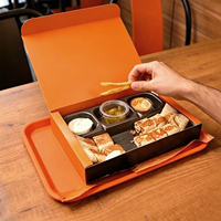 Boîte d'emballage personnalisée pour restaurant - Boîte à shawarma - Matériaux recyclés biodégradables - Forme quadrillée - Revêtement UV - Boîte à couvercle rabattable intégrée