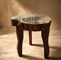Wiederaufbereiteter Massivholz-Esstisch im Traditionellen Quadratischen Design, Wasserfest, Antik-Stil, Zeitgenössischer Faltbarer Tisch für Wohnraumdekoration