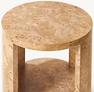 Meubles de salon et de chambre à coucher intérieurs de luxe modernes, tables basses rondes en bois artisanales - Product Image 2