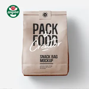 White Brown Biodegradable Food Grade Kraft Paper Bag For Food Snack Nut Bread Packaging