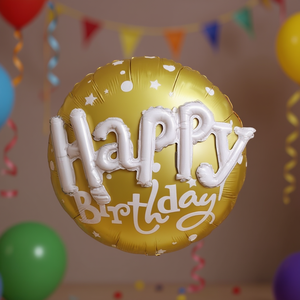 Ballon en feuille d'or Happy Birthday Party Love, 56 cm, rond, métallique, décoration de fête - Product Image 4