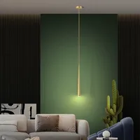 Lámpara Colgante LED Minimalista de Latón Macizo, Moderna y Lujosa, con Cable Largo, Regulable, Tamaño Mediano, para Dormitorio, Mesita de Noche, Comedor, Bar