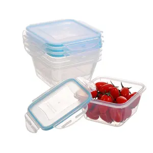 kids stackable airtight kitchen 600ml*3 plastic food container with lid for square rice snacks lunchbox for school bpa fre