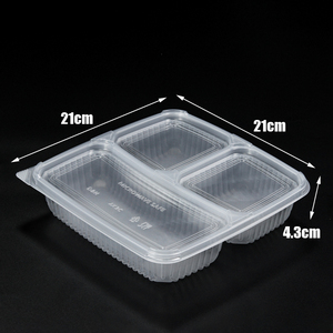 Wholesale Restaurant 3 Compartment Catering Microwavable BPA Free Disposable Plastic 1200ml Food Container Lid Meal <b>Box</b> Takeaway - Product Image 6