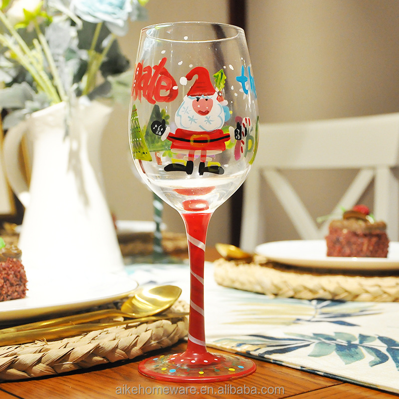 Hand Painted Christmas Wine Glass Goblet - Red Wine Stemware Gift for  Holidays, 600ml Capacity, Elegant Design, MOQ 1200 PCS