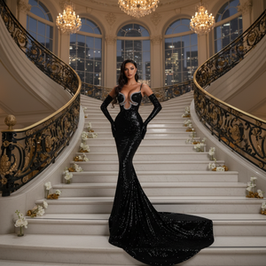 Wholesale New Elegant Sleeveless Strapless Floor-Length Evening Banquet <b>Dress</b> Women Mermaid Silhouette Beaded Lightweight Luxury - Product Image 2