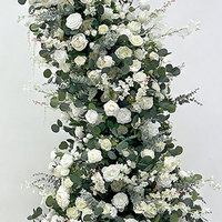 GNW Arche en forme de corne personnalisée, feuilles vertes, fleurs artificielles blanches, pour la décoration de scène d'événements de mariage