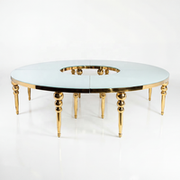 Table de salle à manger de luxe en acier inoxydable, design serpentin demi-circulaire pour hôtel, événements et mariages