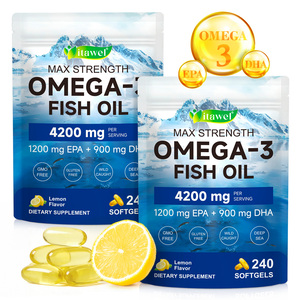 Itawel Capsule di Olio di Pesce Omega-3 all'Ingrosso, 240 Capsule/Sacchetto, Halal, Senza Alcol, Senza Zucchero, Antiossidante, Vegano, per Adulti, per il Cervello - Product Image 2