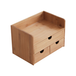 Bamboo Desktop <b>Storage</b> <b>Box</b> With <b>Drawers</b> Natural Wood Color Minimalist Style Jewelry Cosmetic Organizer Standing Type Rectangle - Product Image 5