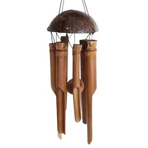 Natural Coconut Shell Bamboo Wind Chimes Bell Garden Home Decoration Ornament Yard Garden Outdoor Living Room Decoration