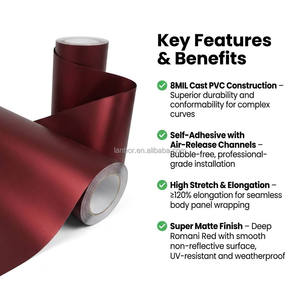 Vinilo Cromado Mate Rojo Romaee, Cambia de Color, Antiarañazos, Ecológico, Protección UV del 95%, Rollo de 8MIL para Envoltura de Carrocería - Product Image 6