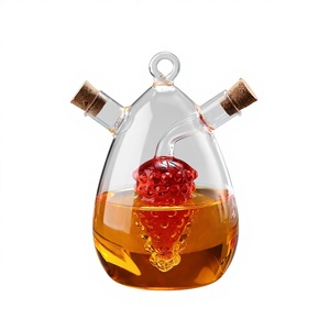 Pot à <span class=keywords><strong>huile</strong></span> créatif en verre borosilicate épais à double paroi avec bouchon en liège, pour <span class=keywords><strong>cuisine</strong></span>, 350 ml extérieur, 50 ml intérieur, pour sauce soja - Product Image 1