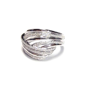Ventes chaudes, design spécial, parfait, or blanc 18 carats, diamant rond 100% naturel, bijoux fins, alliance torsadée pour fiançailles - Product Image 1