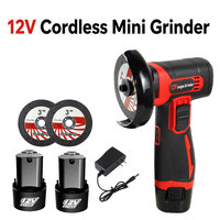 Meuleuse d'angle sans fil professionnelle industrielle 12V sans balais, mini-outil de coupe 75mm, batterie 1300mAh pour la décoration intérieure