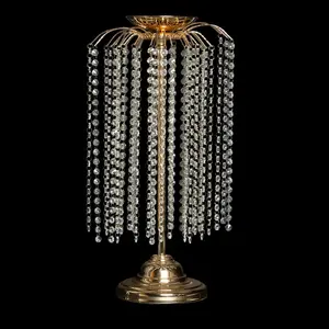 Plafonnier suspendu en cristal doré, design cascade, pièce de centre de Table pour mariage, 6/24 pouces