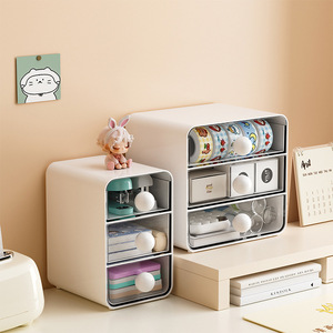 Desktop Storage Box <b>Drawer</b> Style Office Organizer Transparent Multi Functional Stationery Holder Rectangle Standing Type PP - Product Image 1
