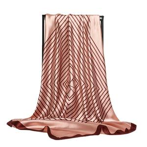 Écharpe carrée en <span class=keywords><strong>soie</strong></span> personnalisée avec logo 90*90CM, nouvelle écharpe tendance pour femmes, imprimé léopard à pois, satin chaud, <span class=keywords><strong>AliExpress</strong></span> - Product Image 6