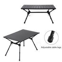 Table de camping pliable en aluminium à hauteur réglable, table portable pour pique-nique, barbecue, voyage avec sac de transport