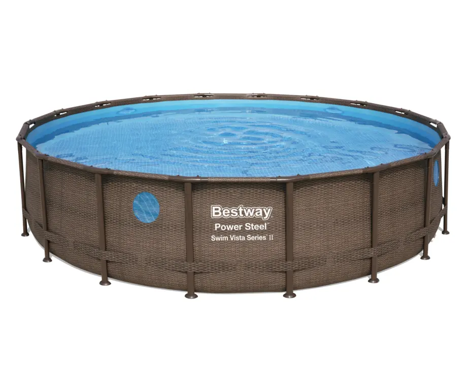 2021 Bestway 56977 Juego de piscina de marco redondo de 5,49 m x 1,22 m 18 pies con cubierta de escalera de bomba