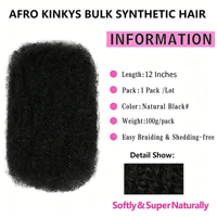 Lot de 100g de Cheveux Synthétiques Afro Kinky en Vrac de 12 Pouces pour Extensions de Dreadlocks, Réparation de Locs et Mini Tresses