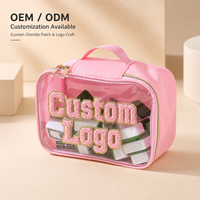 Sac de maquillage personnalisé en PVC transparent, trousse de toilette de voyage étanche, sac à main transparent avec poignée, grande capacité pour le rangement du mahjong