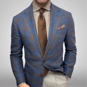 Nouveau <span class=keywords><strong>Blazer</strong></span> de Costume Décontracté <span class=keywords><strong>Homme</strong></span> S-3XL à <span class=keywords><strong>Carreaux</strong></span> avec Revers, Manches Longues - Product Image 1
