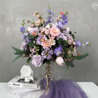 Vente d'usine : Boules de fleurs artificielles rouges, oranges et violettes foncées pour centres de table de mariage et décoration de tables de fête