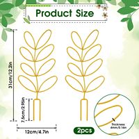 Supports de plantes grimpantes en métal durable, lot de 2, forme de feuille de 12 pouces, pour mini-jardin, usage intérieur - Accessoires pour plantes grimpantes Hoya, Monstera