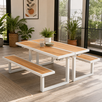 Table de pique-nique pliable tout-en-un avec bancs intégrés en WPC pour jardin, parc et camping