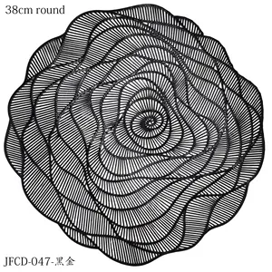 多色圆形餐垫一套6个空心O圆形餐垫一套6个空心花形桌垫压制乙烯基餐垫