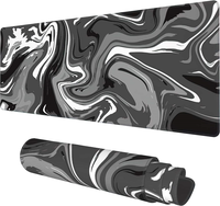 Tapis de souris de jeu à motif abstrait lignes de marbre noir et blanc 31,5*11,8 pouces, design fluide, tapis de bureau antidérapant pour le bureau